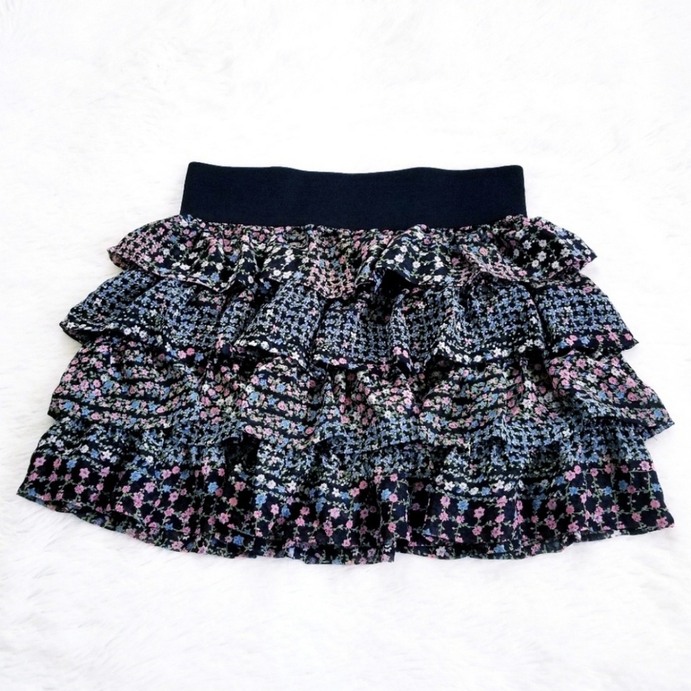 Forever 21 Floral Print Frilled & Layered Skirt